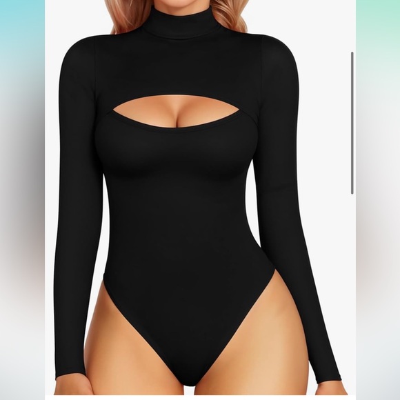 Black Cutout Bodysuit - Picture 1 of 7